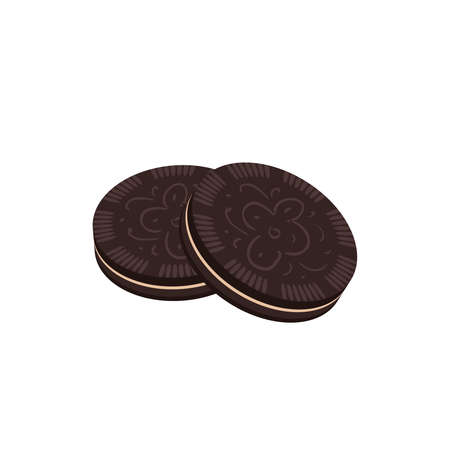 Dark cookie sandwich. Vector illustration of cartoon flat icon isolated on white background.のイラスト素材