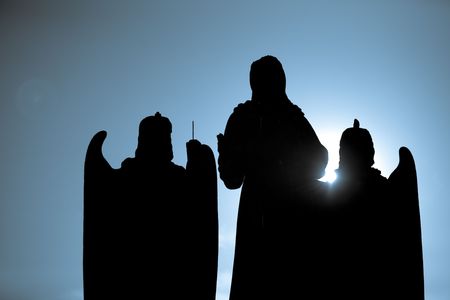 A statue on the Charles Bridge, Prague, The Czech Republicの写真素材