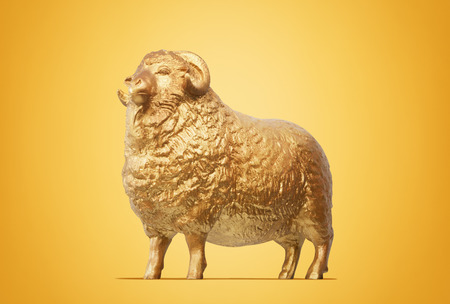 Golden sheep statueの写真素材