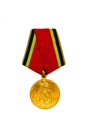 Kiev, Ukraine, 5 April 2022. Vintage World War 2 Soviet Order of Red Banner Isolated on White Background. Symbol of Russias Great Patriotic War. Medal Of Glory, Victory in Europe Day, Veteran Conceptのeditorial素材