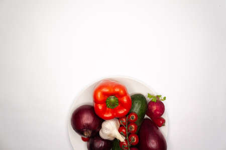 Vegetables and Fruits on white backgroundの写真素材