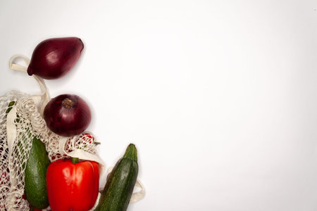 Vegetables and Fruits on white background