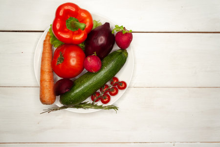 Vegetables and Fruits on white backgroundの写真素材