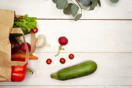 Vegetables and Fruits on white backgroundの写真素材