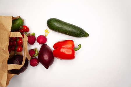 Vegetables and fruits on white backgroundの写真素材