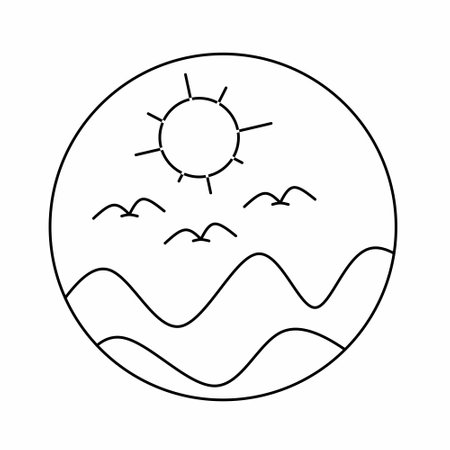 wave of water in sun with birdsのイラスト素材