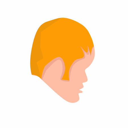 illustration of the head of a male tourist, view from the side. flat illustration.のイラスト素材