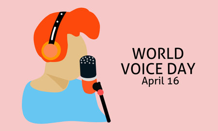 Vector graphic of world voice day day for world voice day celebration. flat design. flyer design. April 16.のイラスト素材