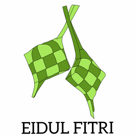 ketupat illustration. Two hanging diamonds as ornaments commemorating Eid al-Fitr. flat design.のイラスト素材