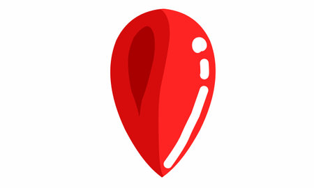 Point mark or symbol. Mark the destination on the map application. With 3d shape. Coloured Red.のイラスト素材