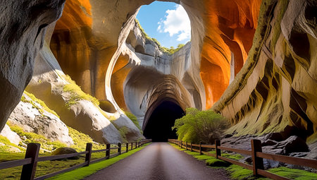 Entrance to the famous Antelope Canyon in Page, Arizona.の素材