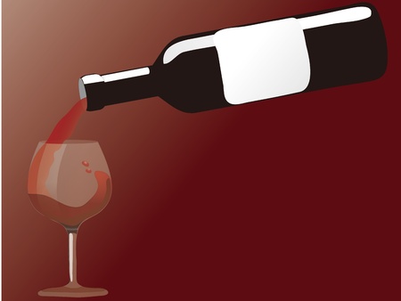 red wine pouring down from a wine bottleのイラスト素材