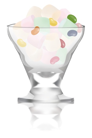colorful marshmallows and jellybeans in a glassのイラスト素材