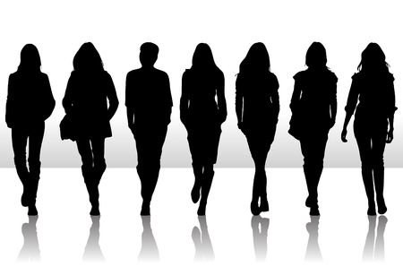 Vector illustration of fashion women silhouetteのイラスト素材