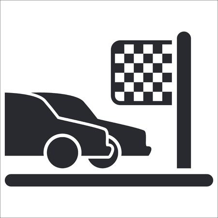 Vector illustration of single isolated race car arrival iconのイラスト素材