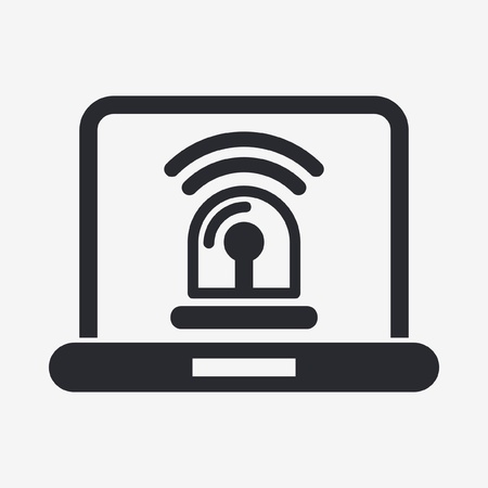 Vector illustration of single isolated alarm pc iconのイラスト素材