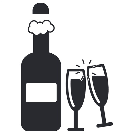 Vector illustration of single isolated champagne iconのイラスト素材