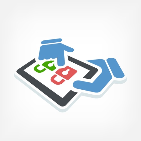 Tablet access label iconのイラスト素材