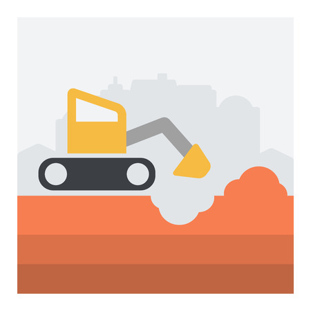 Vector illustration with scene of excavator in action.のイラスト素材