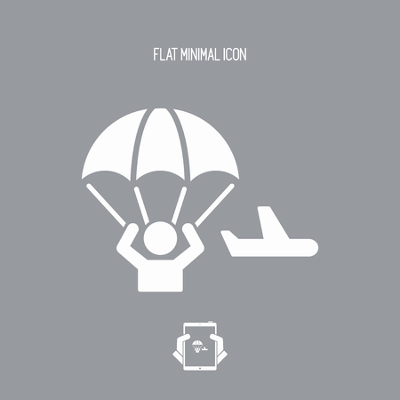 Parachutist jumping from the airplane - Minimal iconのイラスト素材