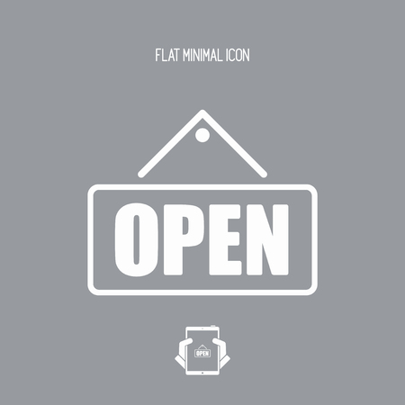"Open" signboard store iconのイラスト素材