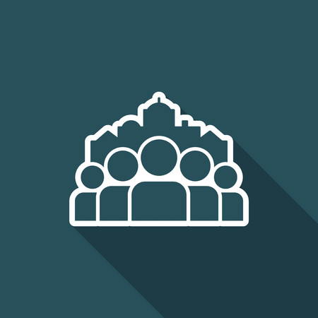 Cityscape and people community - Vector flat minimal iconのイラスト素材