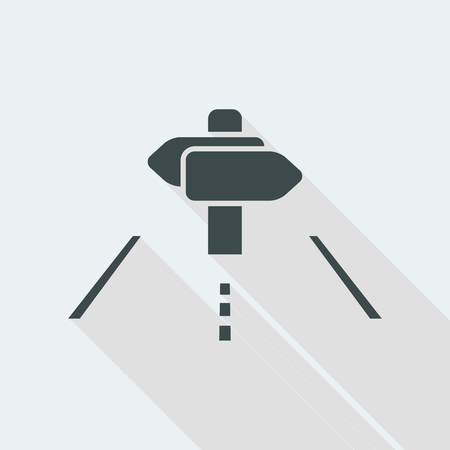 sign direction Flat and isolated vector illustration icon with minimal modern design and long shadowのイラスト素材