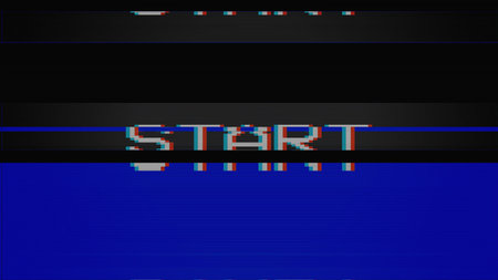 Vintage  (Video Home System) defects noise and artifacts effect. Glitches error from an old tape or...