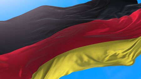 Germany flag waving in wind Realistic Deutsch or Deutsche background. Germanic backgroundの写真素材