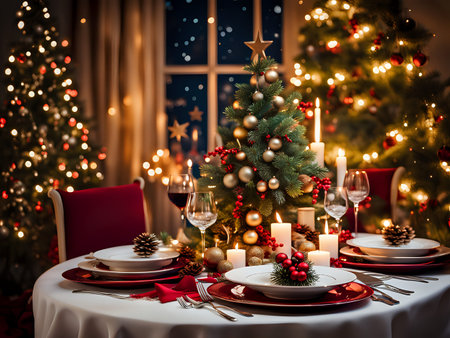 Christmas background. Xmas romantic and elegant atmosphere. Greeting card.の素材