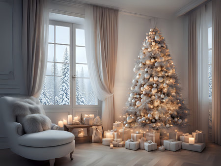 Christmas background. Xmas romantic and elegant atmosphere. Greeting card.の素材