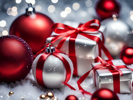 Christmas background. Xmas romantic and elegant atmosphere. Greeting card.の素材