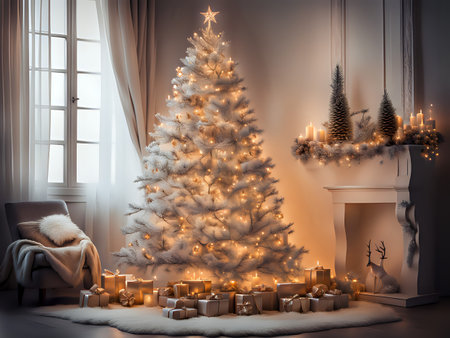 Christmas background. Xmas romantic and elegant atmosphere. Greeting card.の素材