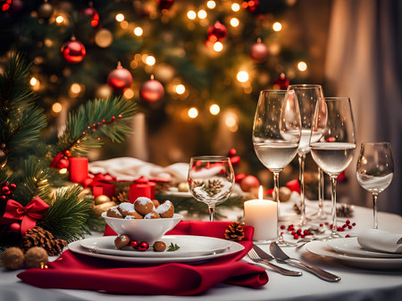 Christmas background. Xmas romantic and elegant atmosphere. Greeting card.の素材