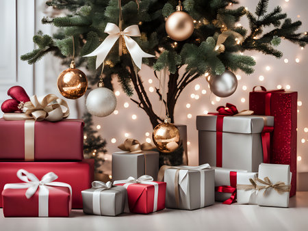 Christmas background. Xmas romantic and elegant atmosphere. Greeting card.の素材