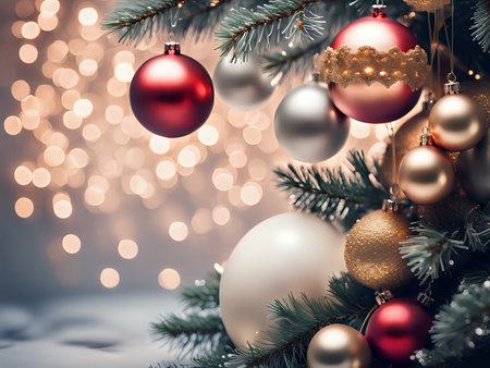 Christmas background. Xmas romantic and elegant atmosphere. Greeting card.の素材