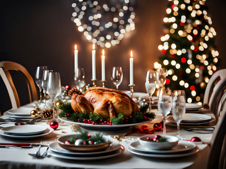 Christmas background. Xmas romantic and elegant atmosphere. Greeting card.の素材