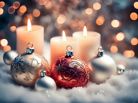 Christmas background. Xmas romantic and elegant atmosphere. Greeting card.の素材