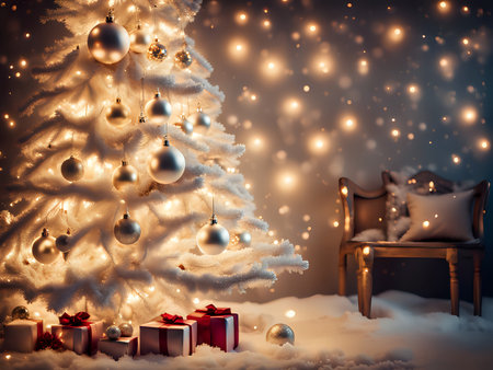 Christmas background. Xmas romantic and elegant atmosphere. Greeting card.の素材