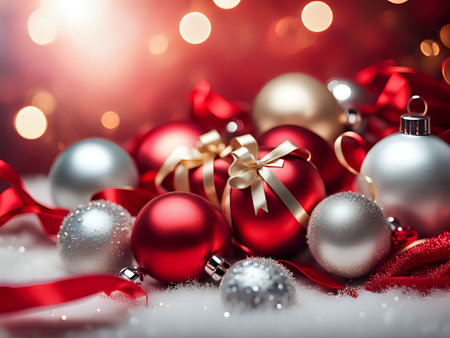 Christmas background. Xmas romantic and elegant atmosphere. Greeting card.の素材