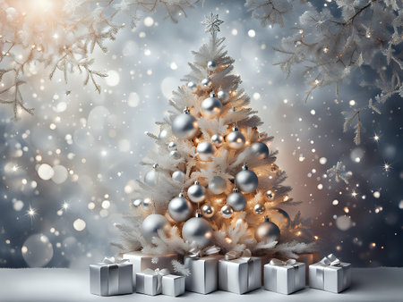 Christmas background. Xmas romantic and elegant atmosphere. Greeting card.の素材