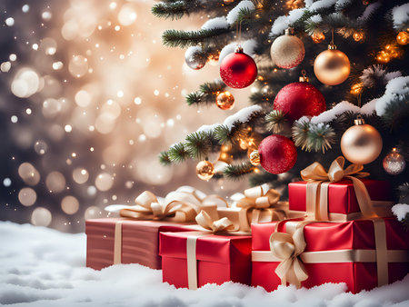 Christmas background. Xmas romantic and elegant atmosphere. Greeting card.の素材