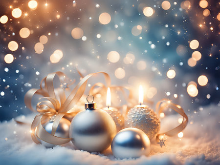 Christmas background. Xmas romantic and elegant atmosphere. Greeting card.の素材