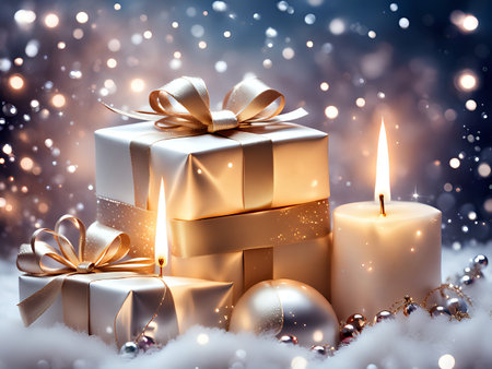 Christmas background. Xmas romantic and elegant atmosphere. Greeting card.の素材