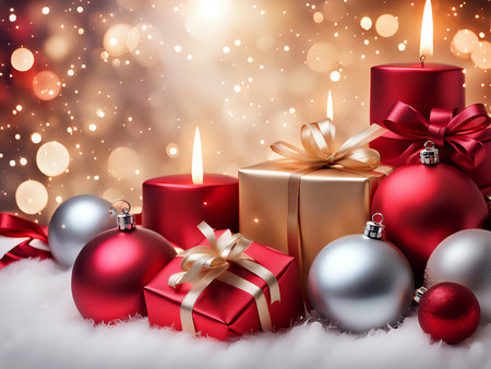 Christmas background. Xmas romantic and elegant atmosphere. Greeting card.の素材