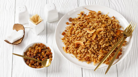Coconut Rice, Colombian Arroz Con Coco, long grain rice cooked with concentrated coconut paste,...