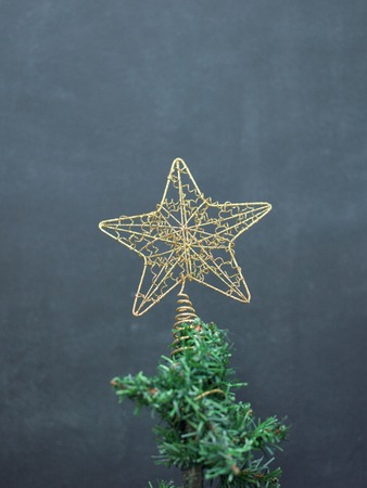 Christmas Tree Decorated.Over Blackの写真素材