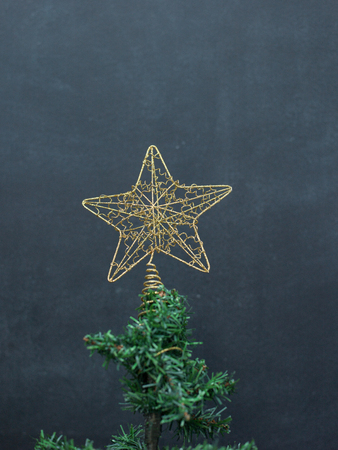 Christmas Tree Decorated.Over Blackの写真素材