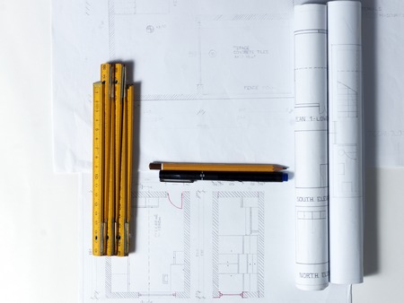 presenting the blueprint of a new houseの写真素材