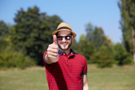 Young hipster man wearing hatの写真素材